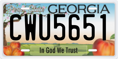 GA license plate CWU5651