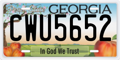 GA license plate CWU5652