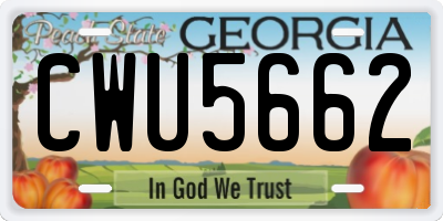 GA license plate CWU5662