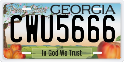 GA license plate CWU5666