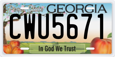 GA license plate CWU5671