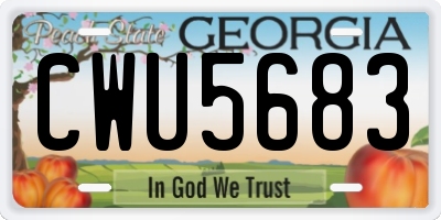 GA license plate CWU5683
