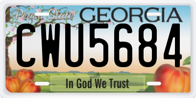 GA license plate CWU5684