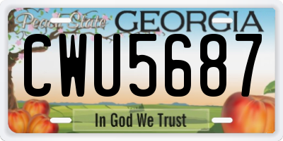 GA license plate CWU5687