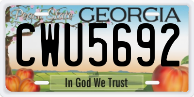 GA license plate CWU5692