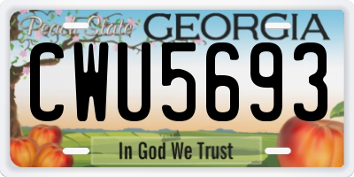 GA license plate CWU5693