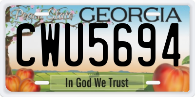 GA license plate CWU5694