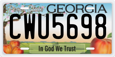 GA license plate CWU5698
