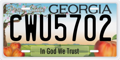 GA license plate CWU5702