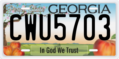 GA license plate CWU5703
