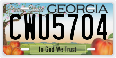 GA license plate CWU5704