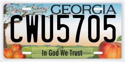 GA license plate CWU5705