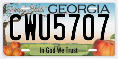 GA license plate CWU5707