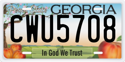 GA license plate CWU5708