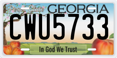 GA license plate CWU5733