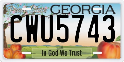 GA license plate CWU5743