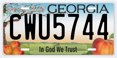 GA license plate CWU5744
