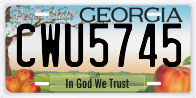 GA license plate CWU5745
