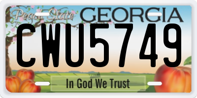 GA license plate CWU5749