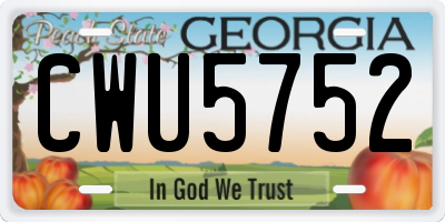GA license plate CWU5752