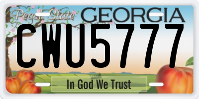 GA license plate CWU5777