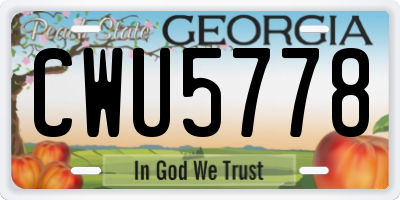 GA license plate CWU5778