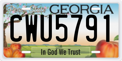 GA license plate CWU5791