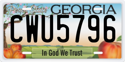GA license plate CWU5796