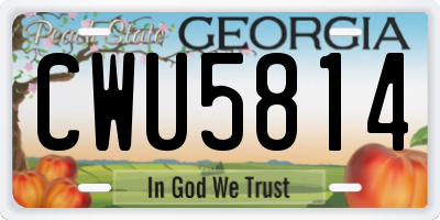 GA license plate CWU5814