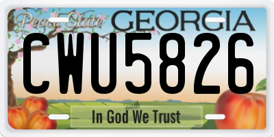 GA license plate CWU5826