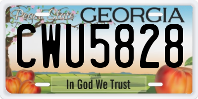 GA license plate CWU5828