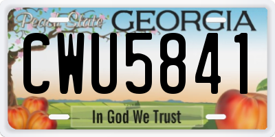 GA license plate CWU5841