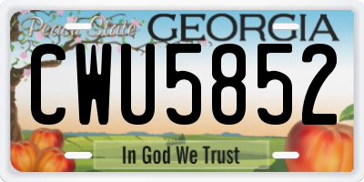 GA license plate CWU5852