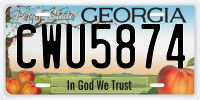 GA license plate CWU5874