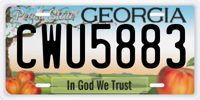GA license plate CWU5883