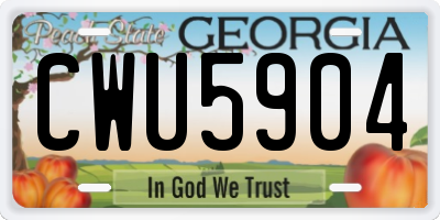 GA license plate CWU5904