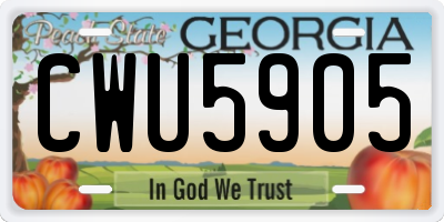 GA license plate CWU5905
