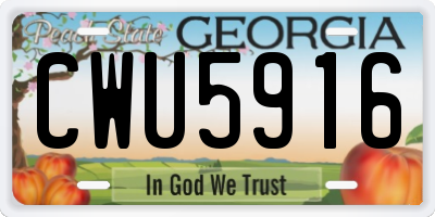 GA license plate CWU5916