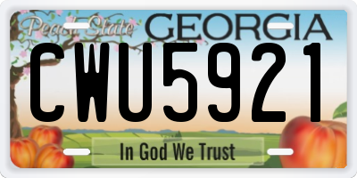 GA license plate CWU5921