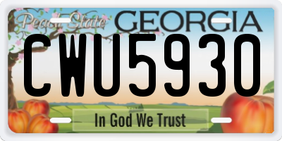 GA license plate CWU5930