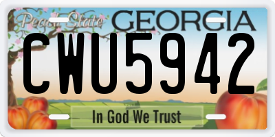GA license plate CWU5942