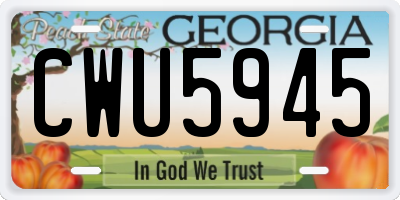 GA license plate CWU5945