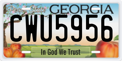 GA license plate CWU5956
