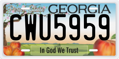GA license plate CWU5959