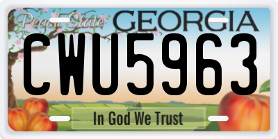 GA license plate CWU5963