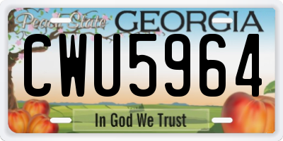 GA license plate CWU5964