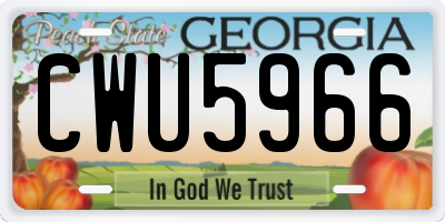 GA license plate CWU5966