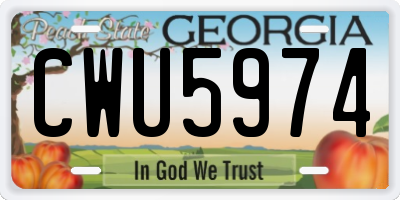 GA license plate CWU5974