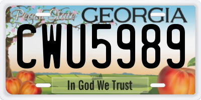 GA license plate CWU5989