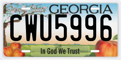 GA license plate CWU5996